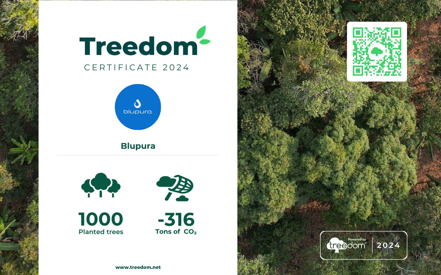 Certificato Blupura EN treedom