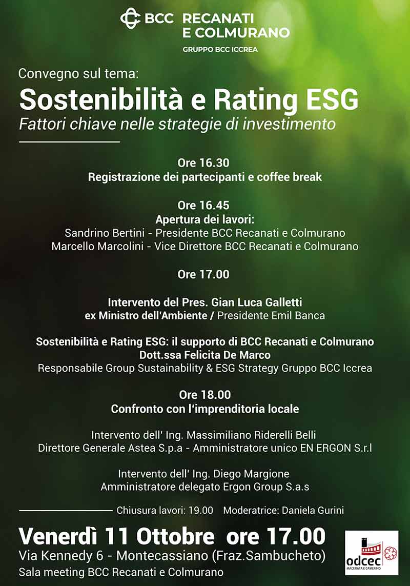 Convegno Sostenibilita e rating ESG 11 Ottobre